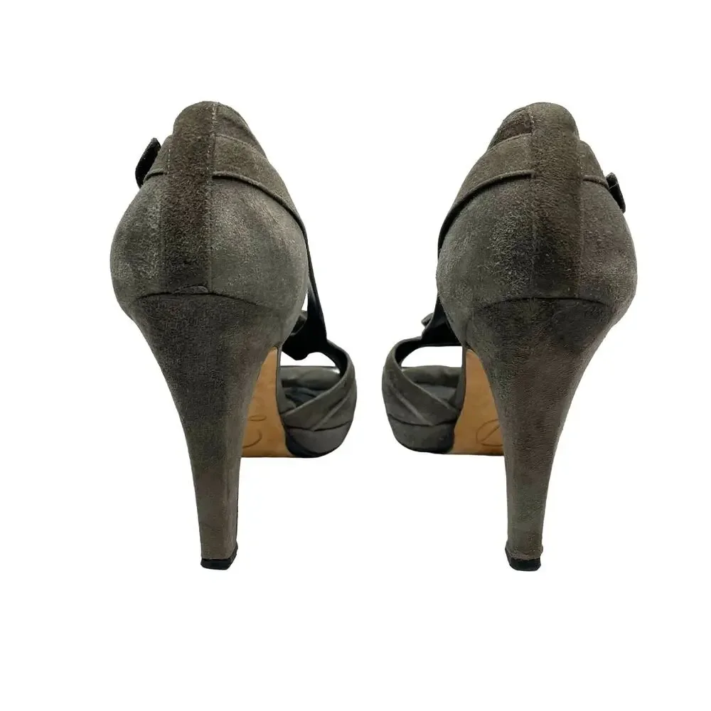 EUC - Delman Suede Peep Toe Heels